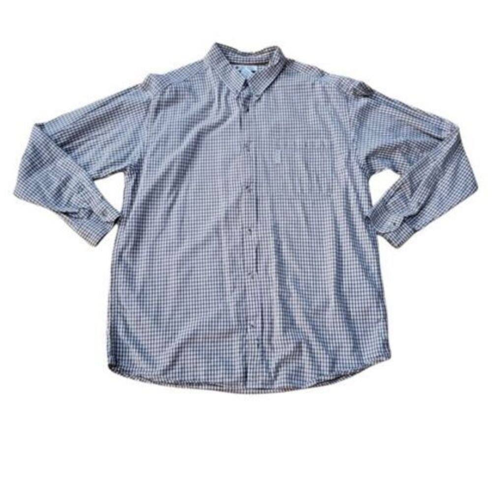 Men's XL Long‎ Sleeve Columbia Brown/White Checkered Button Down Shirt